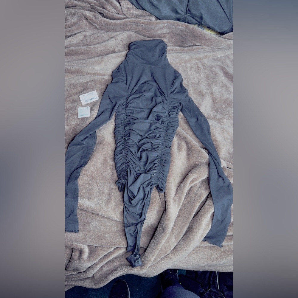 Sheer black ruched bodysuit  (Not worn)